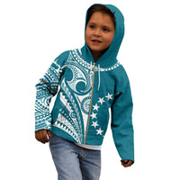 (Custom Text and Number) Cook Islands Tatau Hoodie KID Symbolize Passion Stars Version Blue LT13 Blue - Polynesian Pride