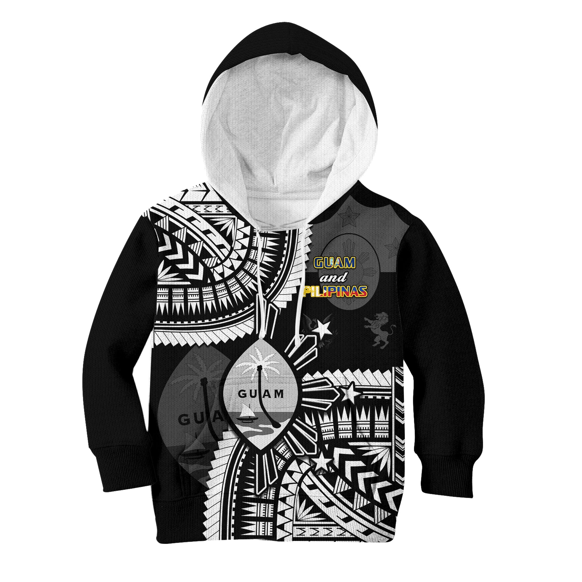 (Custom Personalised) Guam and Philippines Hoodie KID Guaman Filipinas Together Black LT14 Black - Polynesian Pride