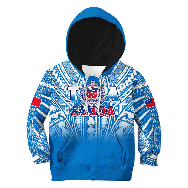 Personalised Samoa Rugby Kid Hoodie Manu Samoa Gradient White LT7 main image 1