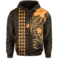 Custom Hawaii Hoodie Kakau Kanaka Maoli Combine Polynesian Shark Ver.01 LT14 Zip Hoodie Gold - Polynesian Pride