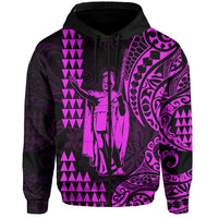 (Custom Text and Number) Hawaii Day Kakau Hoodie Proud To Be Hawaiian Purple King Kamehameha and Kanaka Maoli LT13 - Polynesian Pride