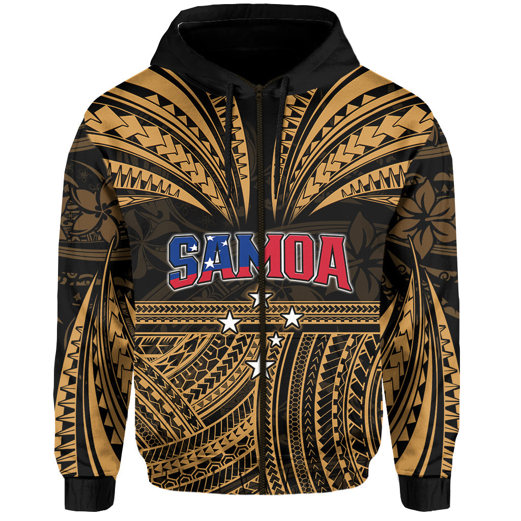 Custom Samoa Tatau Hoodie Gold Polynesian Proud Samoan LT13 Zip Hoodie Gold - Polynesian Pride