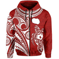 Rarotonga Cook Islands Hoodie Turtle and Map Style Red LT13 - Polynesian Pride
