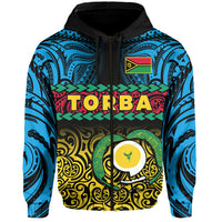 Torba Province Hoodie Vanuatu Pig Tusk Polynesian Flag Style LT14 Zip Hoodie Black - Polynesian Pride