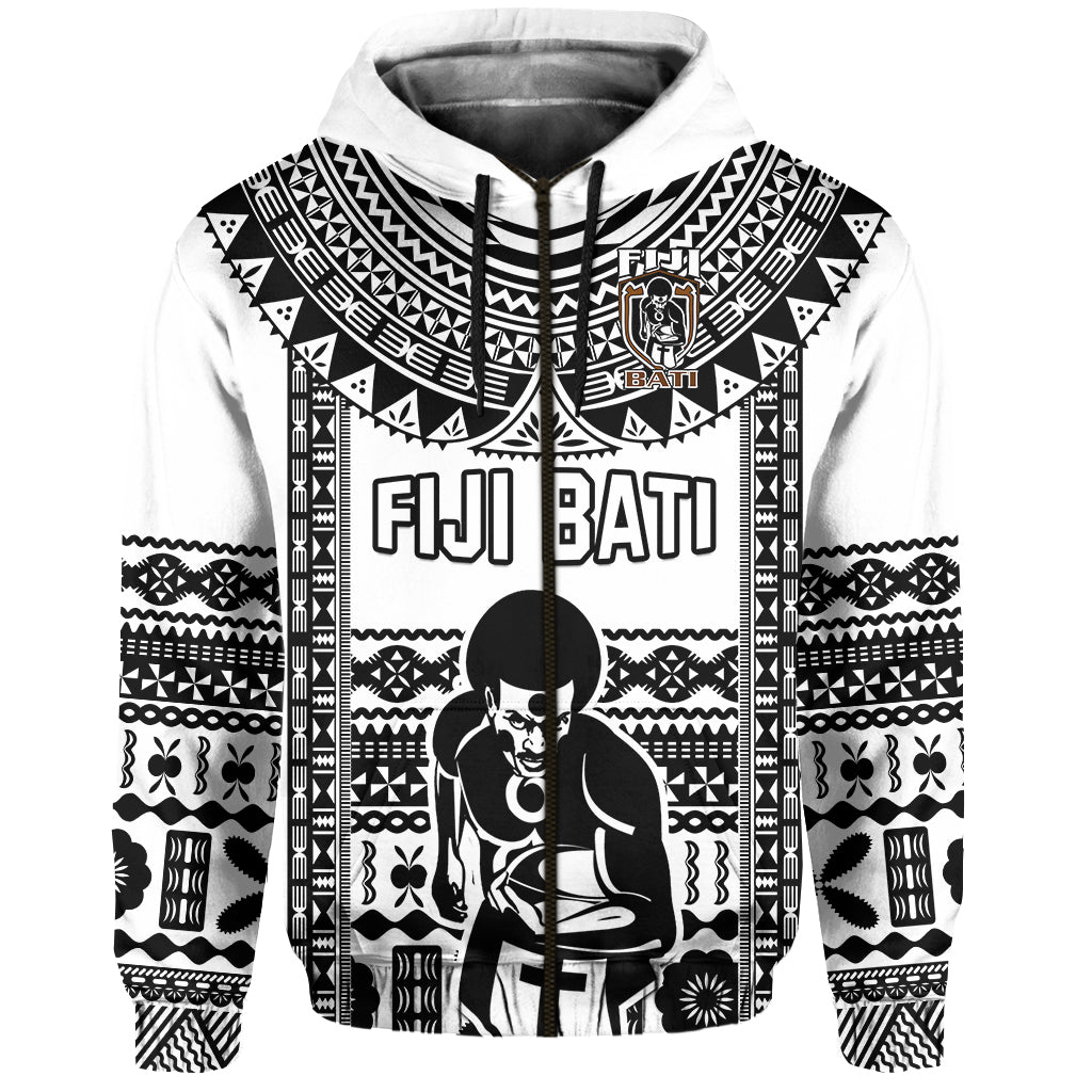 Custom Text and Number Fiji Rugby Hoodie Pacific The Bati Black Fijian Tapa LT14 - Polynesian Pride