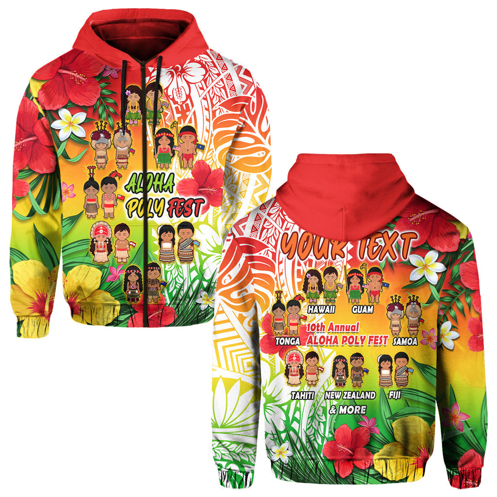 Custom Aloha Poly Fest Hoodie Polynesian Pattern With Tropical Flowers LT14 Zip Hoodie Reggae - Polynesian Pride