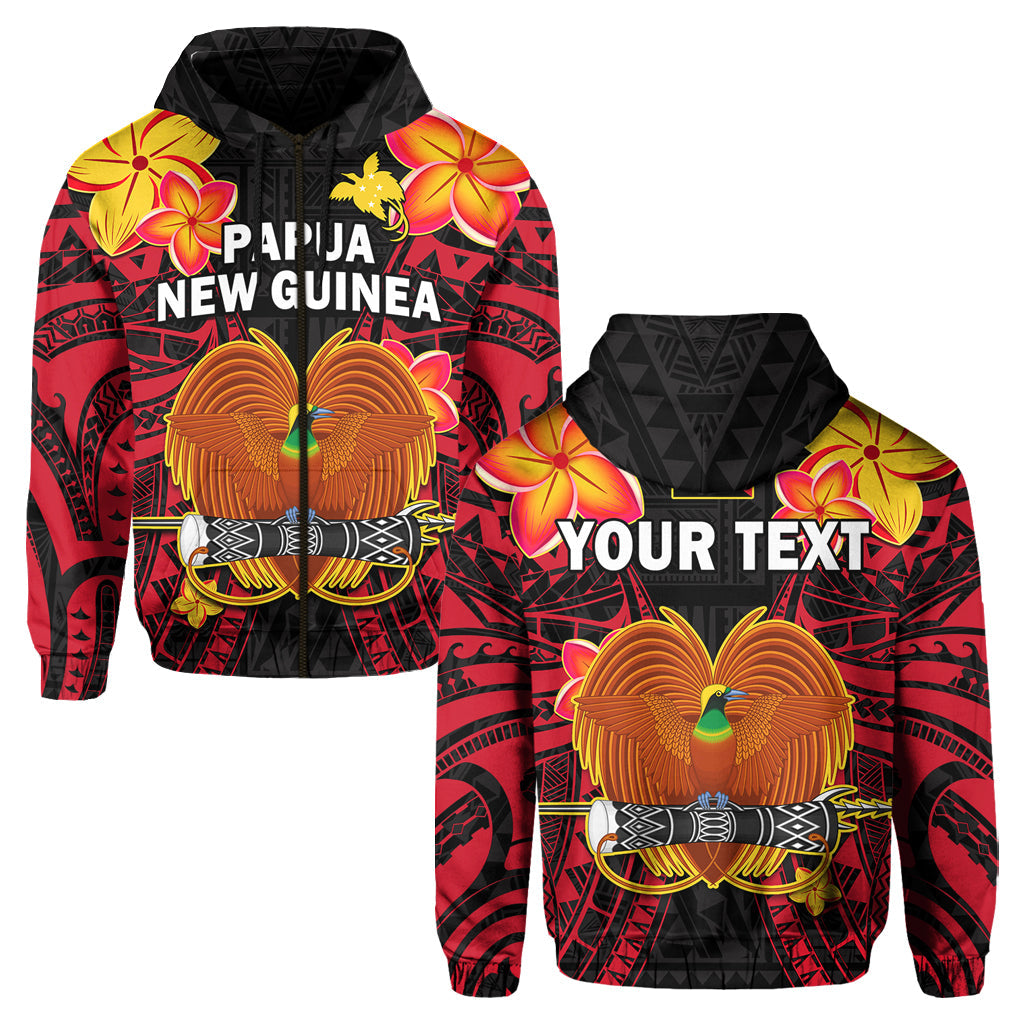 Custom Papua New Guinea Hoodie PNG Bird of Paradise Polynesian Pattern LT14 Zip Hoodie Black - Polynesian Pride