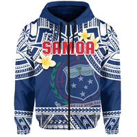 Samoa Hoodie Samoan Plumeria Flowers Mix Polynesian Pattern LT14 Blue - Polynesian Pride