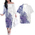 Hibiscus Hawaii Tropical Flowers Matching Hawaiian Outfits For Couple Combo Long Sleeve Dress And Hawaiian Shirt Purple - Polynesian Pride