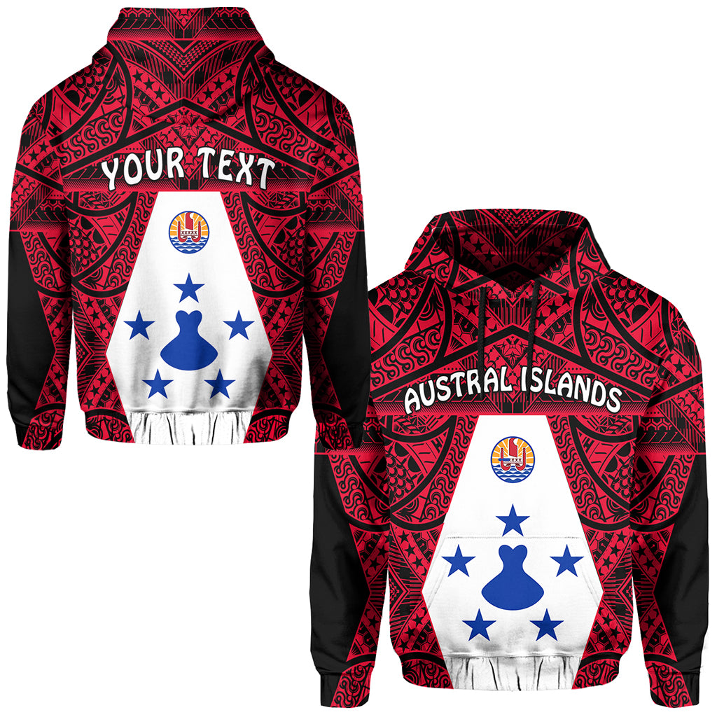 Custom Austral Islands Hoodie Polynesian Pattern French Polynesia LT13 Unisex Red - Polynesian Pride