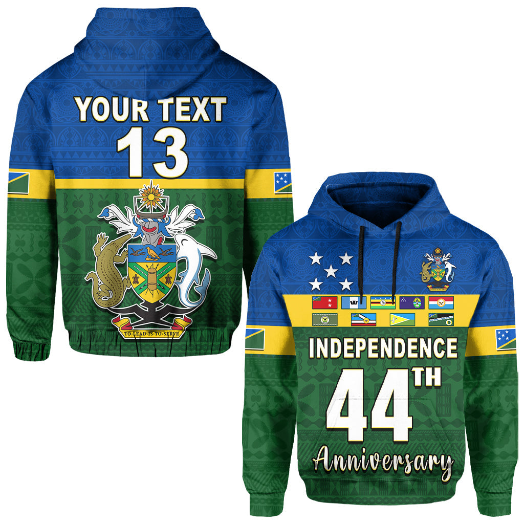 (Custom Text and Number) Solomon Islands National Day Hoodie Independence Day Tapa Pattern LT13 Hoodie Green - Polynesian Pride