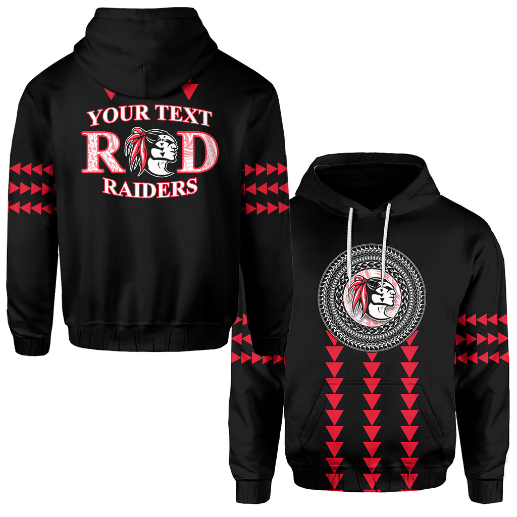 Custom Red Raiders Hoodie Kahuku School LT13 Unisex Black - Polynesian Pride