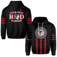 Custom Red Raiders Hoodie Kahuku School LT13 Unisex Black - Polynesian Pride