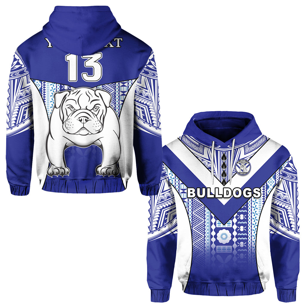 Custom Makoi Bulldogs Hoodie Mix Tapa Fijian Custom Text and Number LT13 Unisex Blue - Polynesian Pride