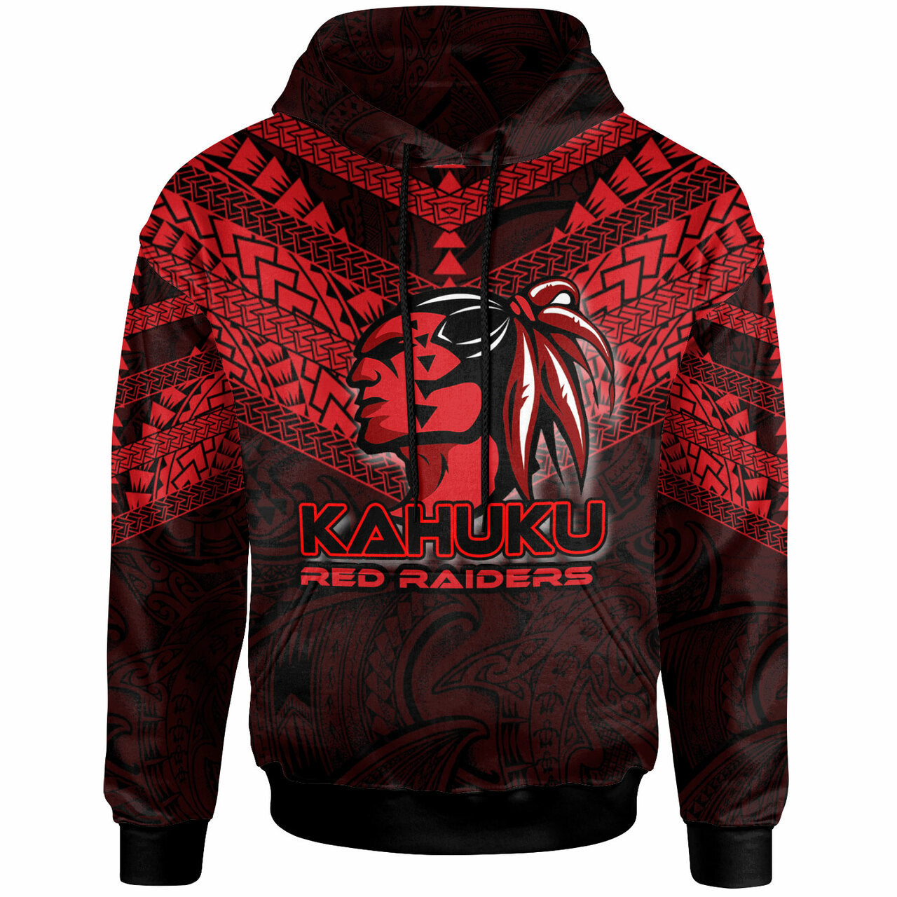 Hawaii Custom Hoodie Kahuku High and Intermediate School Logo LT10 Red - Polynesian Pride