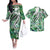 Hawaii Flowers Pattern Matching Hawaiian Outfits Long Sleeve Dress And Hawaiian Shirt Green Style Green - Polynesian Pride