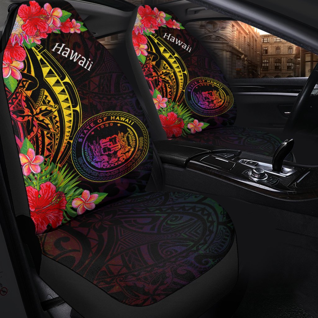 Hawaii Car Seat Cover - Tropical Hippie Style Universal Fit Black - Polynesian Pride