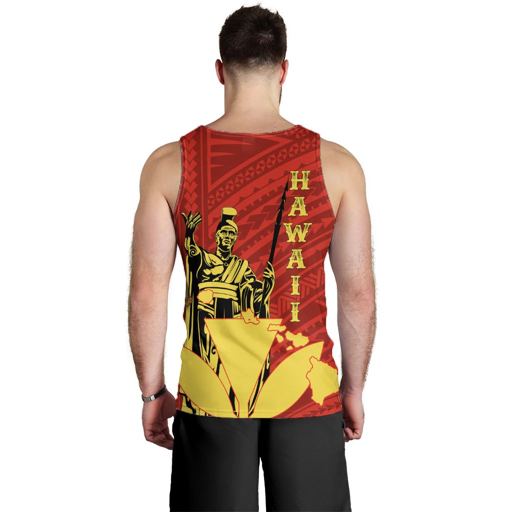 Hawaiian King Kanaka Map Polynesian Men's Tank Top - Royal - Hala Style - AH - Polynesian Pride