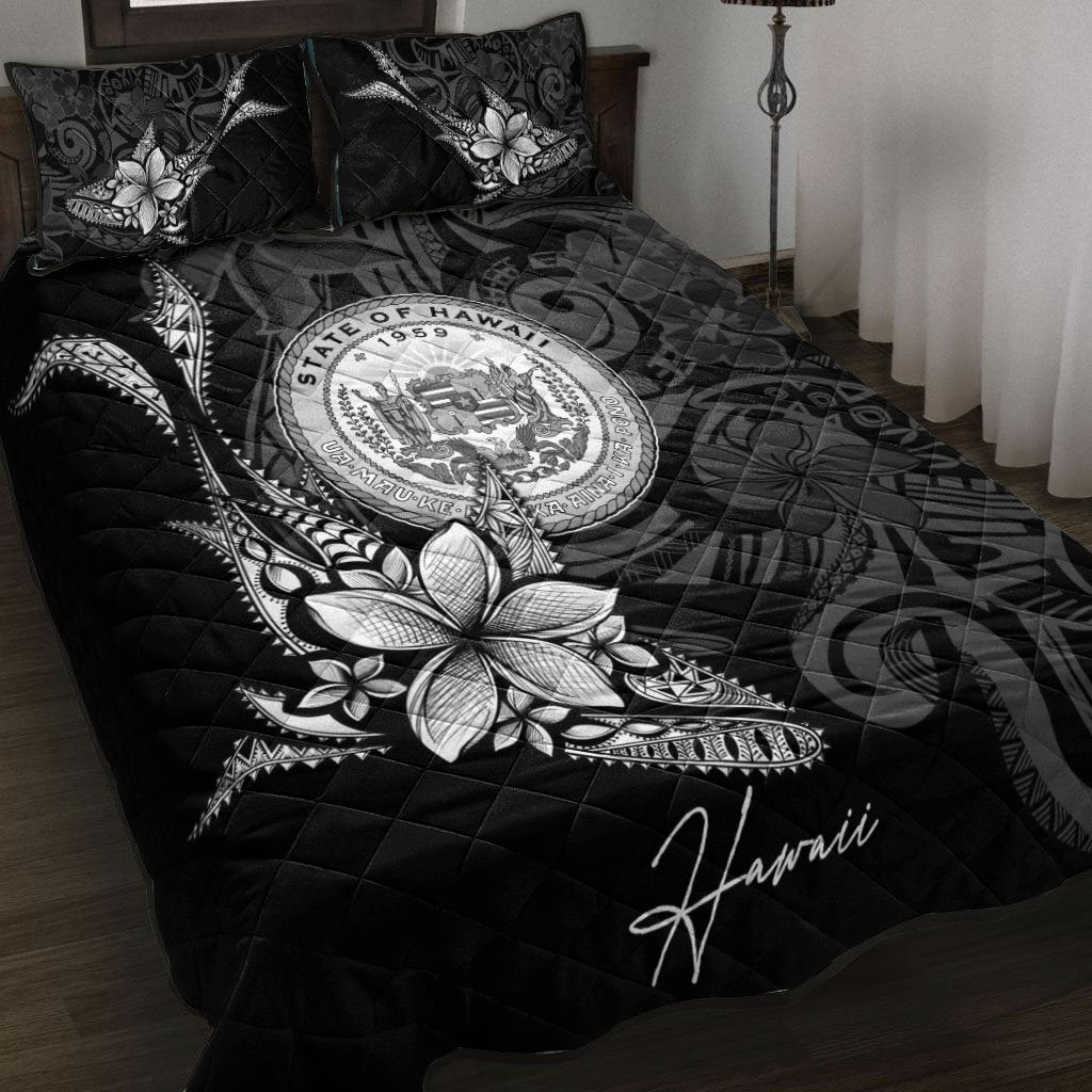 Hawaii Quilt Bed Set - Fish With Plumeria Flowers Style - Polynesian Pride