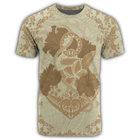 Hawaii Anchor Hibiscus Flower Vintage T Shirt Beige - Polynesian Pride