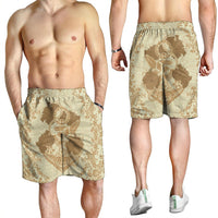 Hawaii Anchor Hibiscus Flower Vintage Men's Shorts - AH - Beige - Polynesian Pride