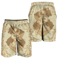 Hawaii Anchor Hibiscus Flower Vintage Men's Shorts - AH - Beige - Polynesian Pride
