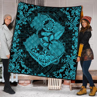 Hawaii Anchor Hibiscus Flower Vintage Premium Quilts - AH - Blue - Polynesian Pride