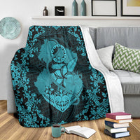 Hawaii Anchor Hibiscus Flower Vintage Premium Blankets - AH - Blue - Polynesian Pride