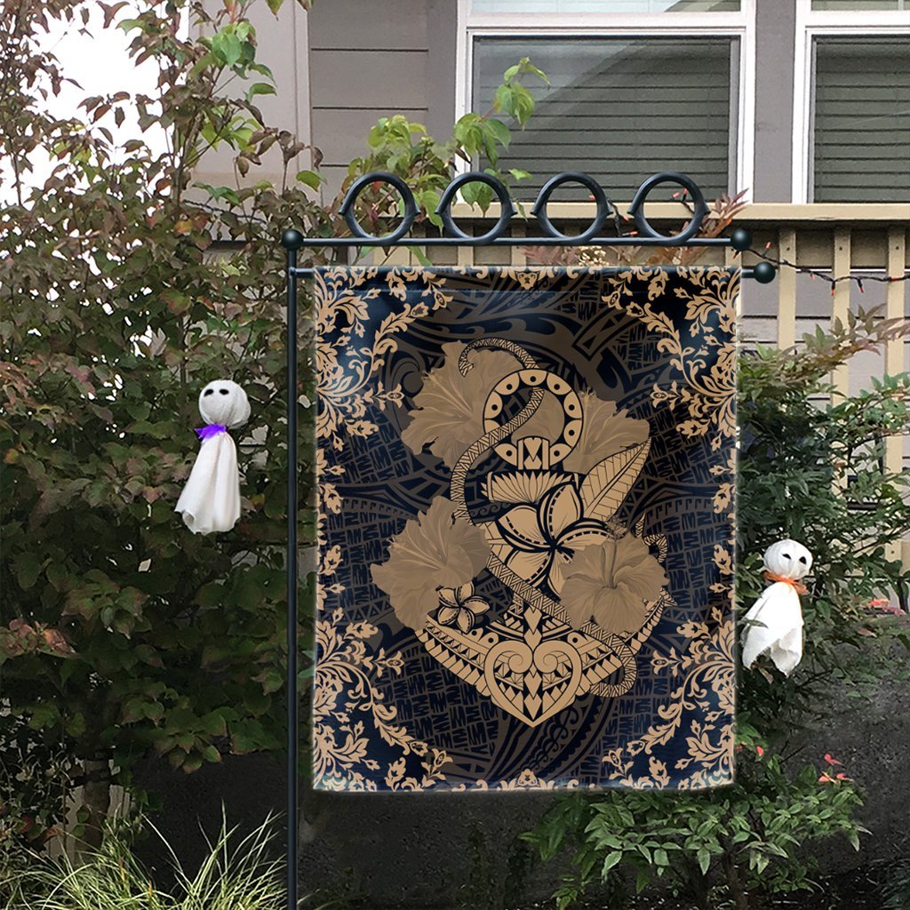 Hawaii Anchor Hibiscus Flower Vintage Flag - AH - Gold - Polynesian Pride
