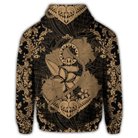 Hawaii Anchor Hibiscus Flower Vintage Hoodie Gold - Polynesian Pride