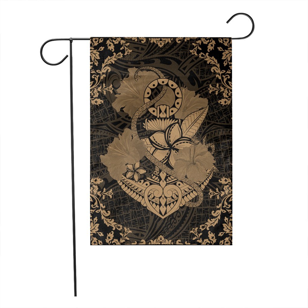 Hawaii Anchor Hibiscus Flower Vintage Flag - AH - Gold - Polynesian Pride