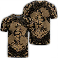 Hawaii Anchor Hibiscus Flower Vintage T Shirt Gold Unisex Black - Polynesian Pride