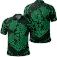 Hawaii Anchor Hibiscus Flower Vintage Polo Shirt Green Unisex Black - Polynesian Pride