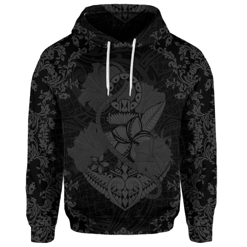 Custom Hawaii Anchor Hibiscus Flower Vintage Hoodie Grey - Polynesian Pride