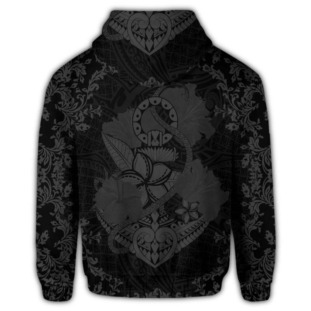 Hawaii Anchor Hibiscus Flower Vintage Hoodie Grey - Polynesian Pride