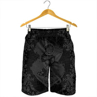 Hawaii Anchor Hibiscus Flower Vintage Men's Shorts - AH - Grey - Polynesian Pride