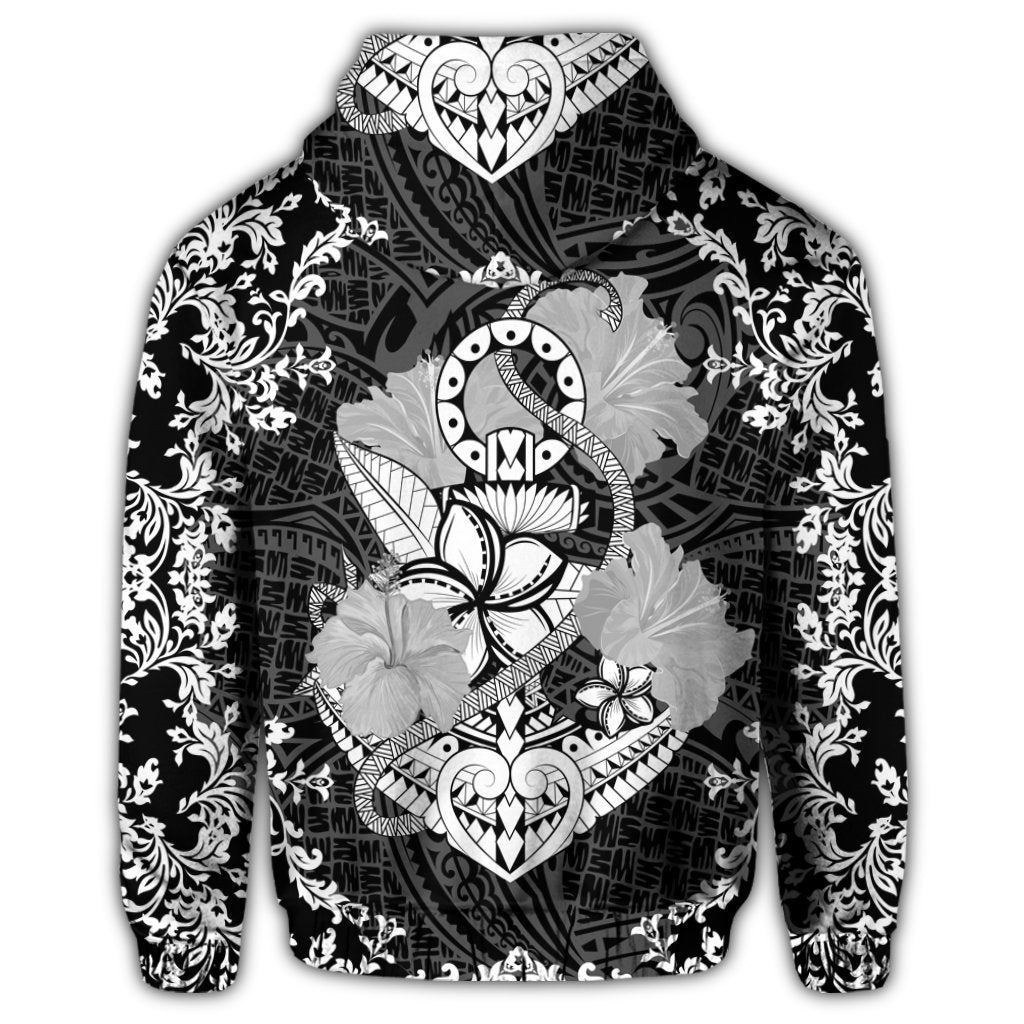 Hawaii Anchor Hibiscus Flower Vintage Zip Hoodie - Polynesian Pride