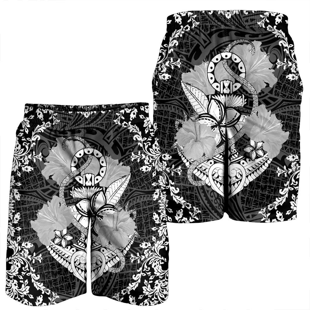Hawaii Anchor Hibiscus Flower Vintage Men's Shorts - AH - Polynesian Pride