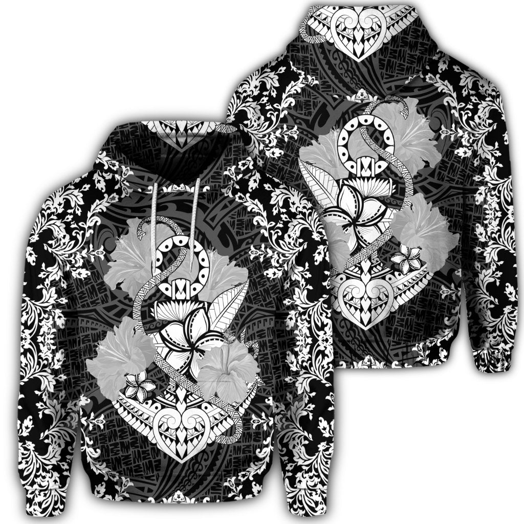 Hawaiian Anchor Hibiscus Flower Vintage Hoodie Unisex Art - Polynesian Pride