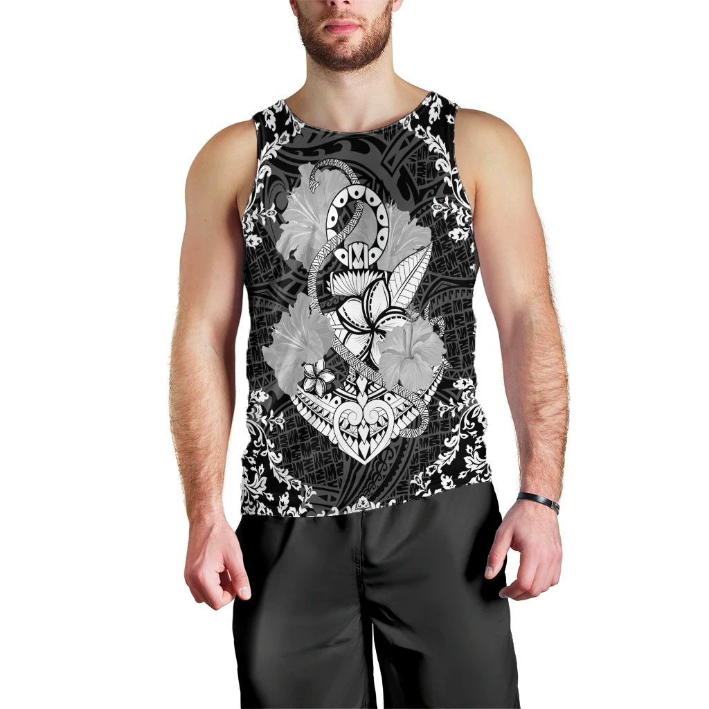 Hawaii Anchor Hibiscus Flower Vintage Tank Top - AH Black - Polynesian Pride