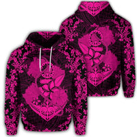 Hawaiian Anchor Hibiscus Flower Vintage Hoodie Pink Unisex Art - Polynesian Pride