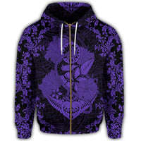 Hawaii Anchor Hibiscus Flower Vintage Zip Hoodie Purple - Polynesian Pride