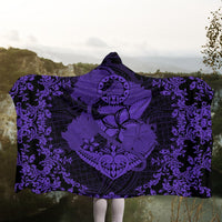 Hawaii Anchor Hibiscus Flower Vintage Hooded Blanket - AH - Purple - Polynesian Pride