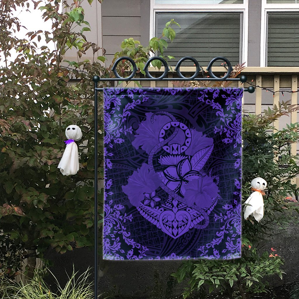 Hawaii Anchor Hibiscus Flower Vintage Flag - AH - Purple - Polynesian Pride