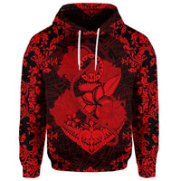 Custom Hawaii Anchor Hibiscus Flower Vintage Hoodie Red - Polynesian Pride