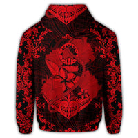Hawaiian Anchor Hibiscus Flower Vintage Hoodie Red - Polynesian Pride