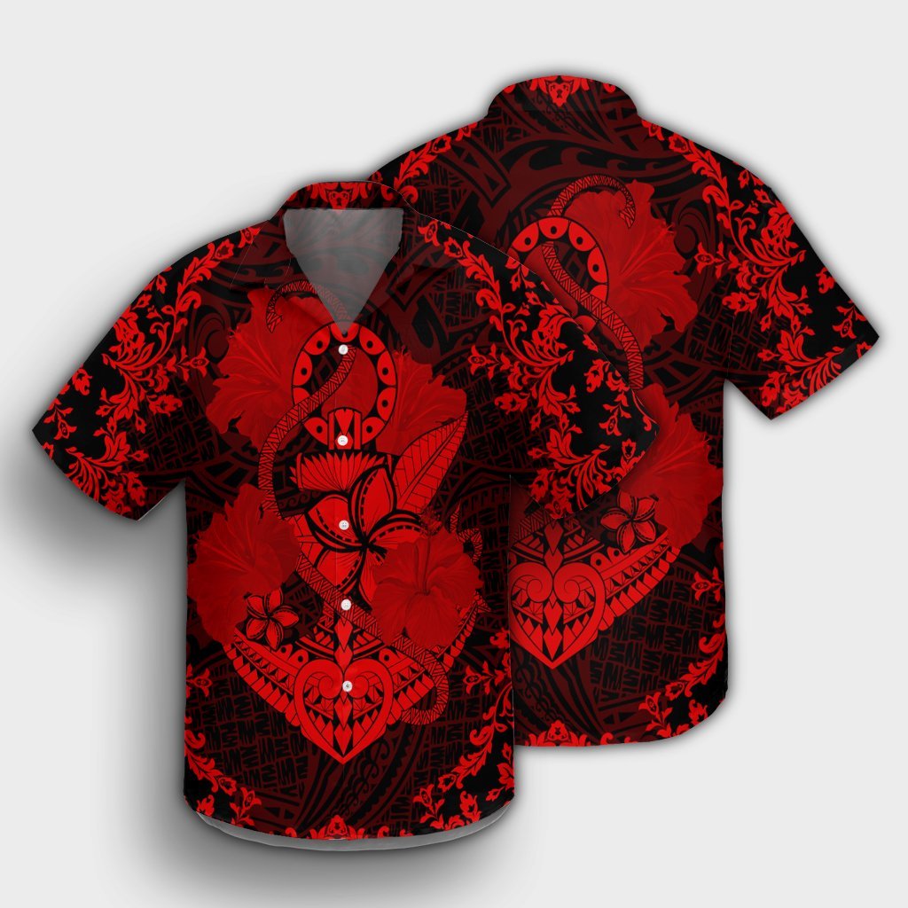 Hawaii Anchor Hibiscus Flower Vintage Hawaiian Shirt - AH - Red - Polynesian Pride