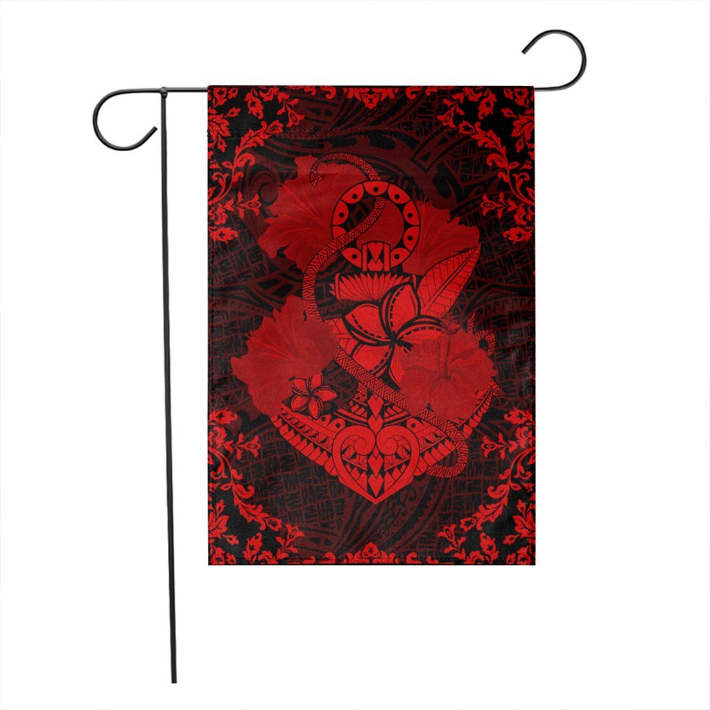 Hawaii Anchor Hibiscus Flower Vintage Flag - AH - Red - Polynesian Pride