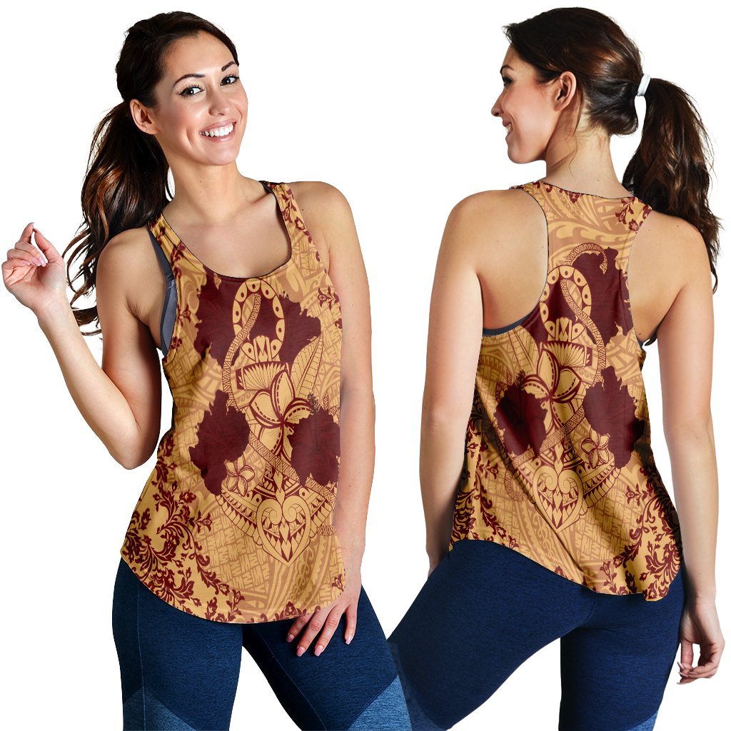 Hawaii Anchor Hibiscus Flower Vintage Racerback Tank - AH - Red Orange Black - Polynesian Pride
