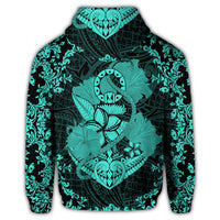 Hawaiian Anchor Hibiscus Flower Vintage Hoodie Turquoise - Polynesian Pride